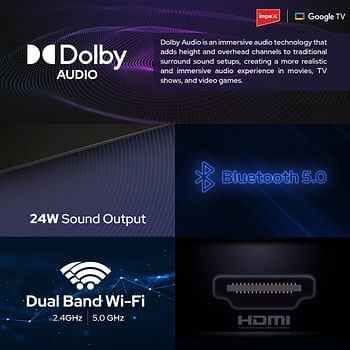 43 Inch FHD Google Smart TV with Dolby Vision Atmos and Dolby Audio, DTS HD, Built-in Chromecast, 1.5GB RAM, 8GB ROM, HDMI ARC, Super Slim Design with Voice Remote evoQ 43S3RLC2 Black