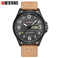 CURREN 8269 Men Wrist Watch Man Sports Male Watches Leather Wristwatch Beige/Black