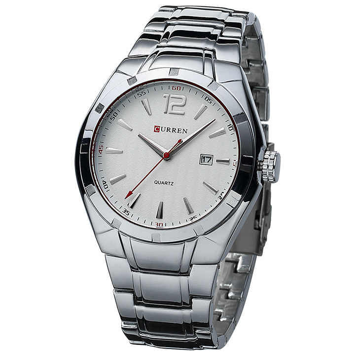 CURREN 8103 Original Brand Stainless Steel Band Wrist Watch For Men silver