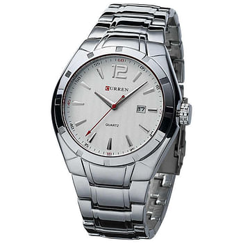 CURREN 8103 Original Brand Stainless Steel Band Wrist Watch For Men silver