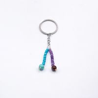 Amethyst and Turquoise Natural Crystal Keychain - Good Luck and Prosperity