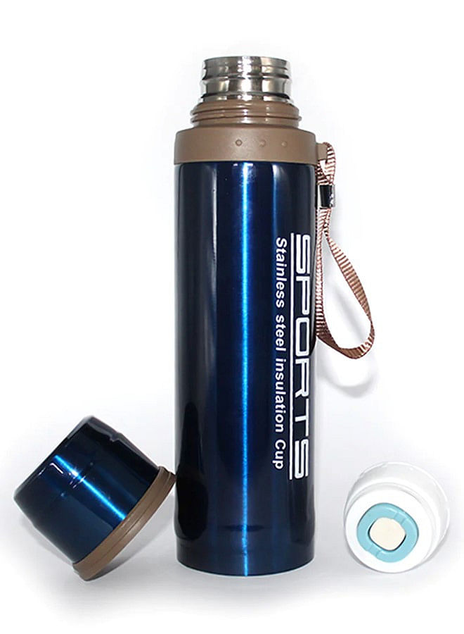 Sports Stainless Steel Thermos Vacuum Flask 750 ML Capacity with Insulation Cup Blue.