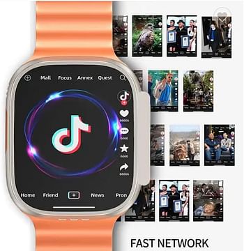 ساعة TK5 الذكية بنظام Android Ultra مع فتحات لبطاقات Sim للرجال والنساء، واي فاي 5G، موقع GPS الخلوي، 64 جيجابايت، 4 جيجابايت رام - (برتقالي/أسود)