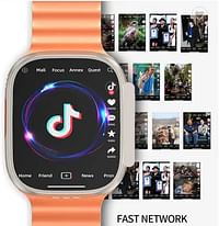 TK5 Smartwatch Android Ultra With Sim Card Slots Camera for Men and Women Wifi 5G Cellular GPS Position 64GB Rom 4GB Ram - (Orange/Black)