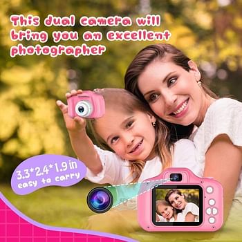 كاميرا YUNSYE للأطفال 1080P للأطفال وكاميرات فيديو رقمية للبنات هدايا عيد ميلاد من 3 إلى 12 سنة (وردي)