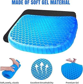 Egg Gel Seat Cushion Ergonomic Breathable Design Pressure Relief Sitter Tailbone Pain Sciatica Pain Back Pain Silicon Seater Cushion Chair Pad with Non-Slip Cover for Home Office Car