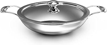 DELICI DTKP 24 Tri-Ply Stainless Steel Kadai Pan with Premium SS Handle