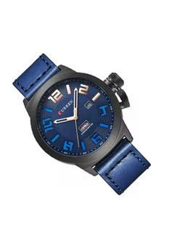 Curren 8270 Water Resistant Analog Watch for Men - Blue and Black