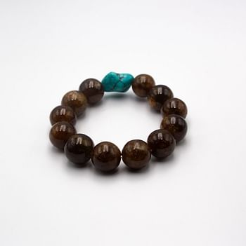 Natural Himalayan Yellow Tourmaline and One Turquoise Crystal Bracelet