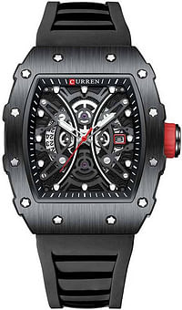 ساعة يد كورين 8438 بسوار مطاطي للرجال من العلامة التجارية الأصلية / أسود