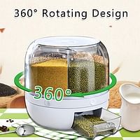 6 in 1 Cereal Dispenser 360° Rotating Rice Dispenser Kitchen Organizer Grain Dispenser Machine with Button for Rice