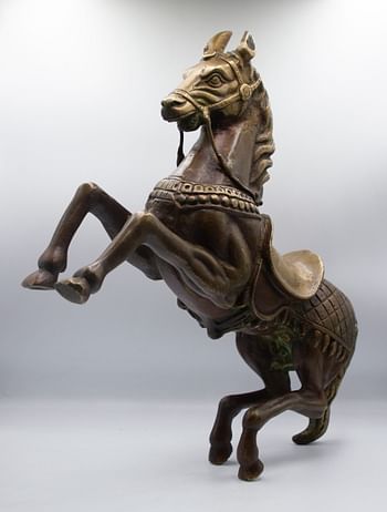 Majestic Bronze Standing Dynamic Horse Figure Set Handcrafted in Nepal