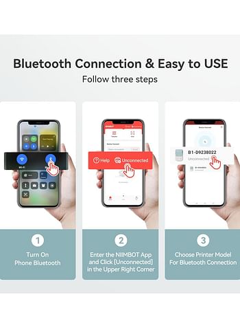 NIIMBOT B1 Label Maker Machine, Bluetooth Label Printer Thermal Label Sticker Printing Size 20-50mm, PORTABLE & SMALLER, 1500 mAh Lithium Battery, Compatible With iOS & Android For Retail, Office, Supermarket