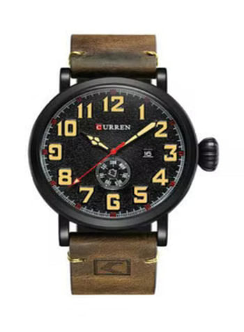 Curren 8283 Men's Water Resistant Chronograph Leather Band Watch - Brown