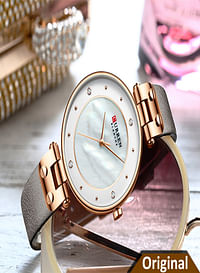 Curren 9056 Leather Strap Woman Watch