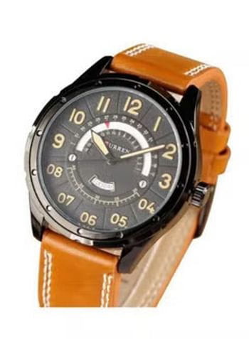 Curren 8267 Stylish Leather Strap Wrist Watch For Men - Brown./