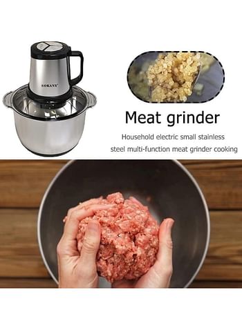 SOKANY Meat Grinder Electric Food Processor Onion Vegetable Garlic Chopper 4 Blades Stainless Steel Bowl (SK-7015, 800W, 5L)