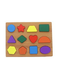We Happy 13 Pieces Wooden Multiple Shapes Board Toy for Toddlers, Learning Puzzle, Early Education Activity
