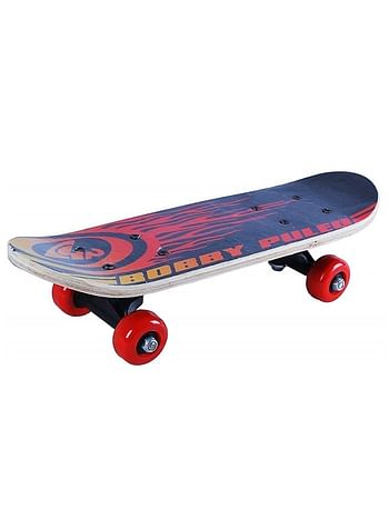 Wooden Skateboard for Kids Maple Wood Smooth Wheels Outdoor Sports Games Comes in Assorted Colors and Designs - Bobby Puled Black & Red 60 CM