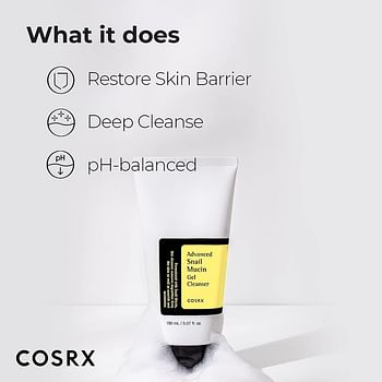COSRX Advanced Snail Mucin Gel Cleanser, Daily Deep Cleansing Gel Face wash for Dry Skin, Acne-prone and Sensitive Skin
