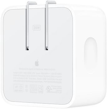 Apple MNWM3AM/A USB-C Dual 35W Port Compact Power Adapter For MacBook Air - White