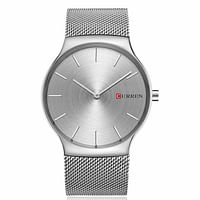 CURREN 8256 Original Brand Stainless Steel Band Wrist Watch For Men silver