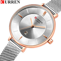 Curren 9037 Original Brand Stainless Steel Band Wrist Watch For Women / Silver