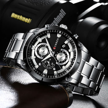 Curren 8360 Men's Luxury Stainless Steel Analog with black Wrist Watch