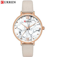 CURREN 9045 Creative Colorful Watches for Women Casual Analogue Quartz Leather Wristwatch Ladies Style Pink