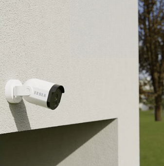 Tesla Smart Outdoor Security Camera with Color Night Vision & Two-Way Talking, works with Google, Alexa & Tesla Home App