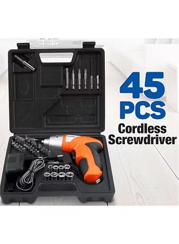 45-Piece Liduo Cordless Tool Kit With Screwdriver Black/Orange