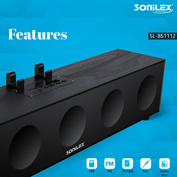 BT Soundbar متفوقة خشبية Sound SL-BS 1112 SONILEX أسود