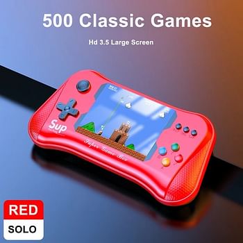 وحدة تحكم ألعاب فيديو مزدوجة محمولة صغيرة الحجم من ريترو، شاشة LCD ملونة 3.5 بوصة للأطفال، مشغل ألعاب فيديو SUP ملون مدمج 500 لعبة، أحمر