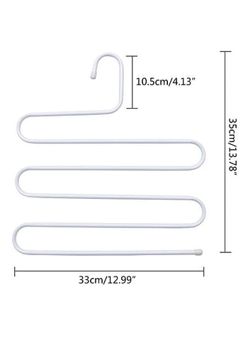 We Happy S Shape Clothes Hanger, 5 layers Pants Ties Multipurpose Stainless Steel Storage Space Saving Organizer, White (Pack of 6)