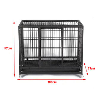 Kingkong Heavy Duty Dog Crate With Wheels And Top Door Opening – 106x71x87cm