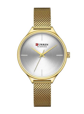 Women's Waterproof Stainless Steel Mesh Band Quartz Watch 9062 - 32 mm - Gold