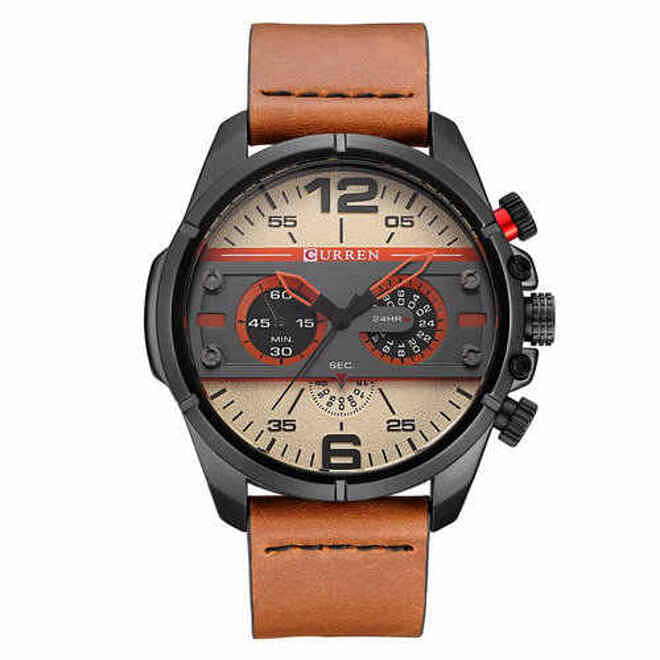 Curren 8259 Men's Sports Waterproof Leather Strap Analog Display Wrist Watch