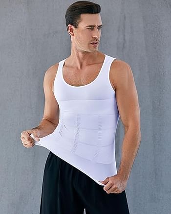 Men's Slimming Body Shaper Vest Gynecomastia Compression Shirts Compression Tank Top Tummy Control Shapewear for Men Large