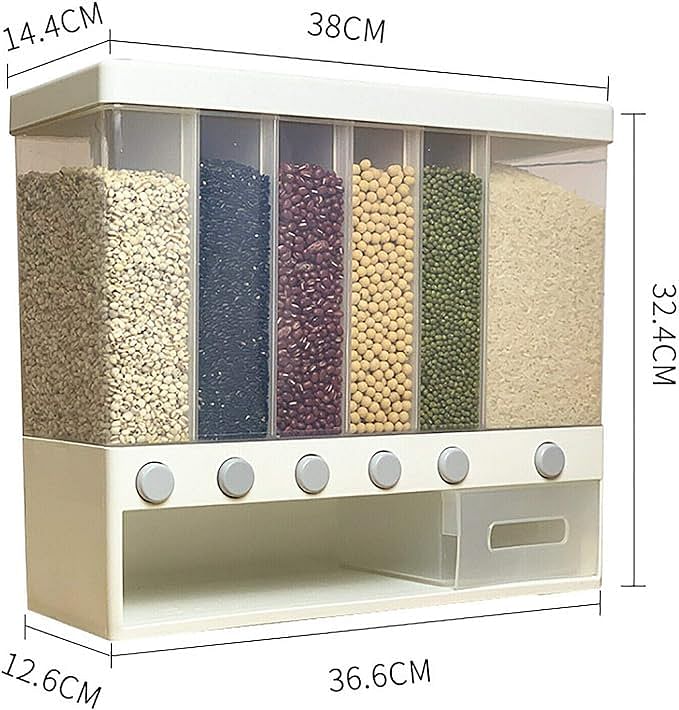 Kitchen wall mounted food dispenser, Rice Dispenser Storage Tank Cereal Boxes Rice Bucket Grain Moisture Proof Storage Kitchen Container Dry Food Countertop Bucket With Lid Whole Grains