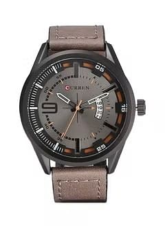 CURREN Men's Leather Analog Quartz Wrist Watch 8295 - 24 mm -Brown/Black