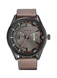 CURREN Men's Leather Analog Quartz Wrist Watch 8295 - 24 mm -Brown/Black