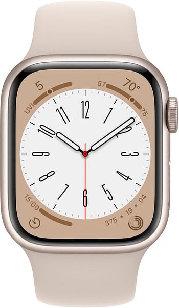 Apple Series 8 41MM/ML (MNUF3LL/A) Smart Watch Aluminum Case with Starlight Sport Band Starlight