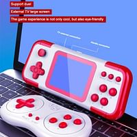Handheld Game Console A12 with 666 Built in Retro Games, 3 Inch HD Screen, AV Output, Dual 3D Joysticks Red & White