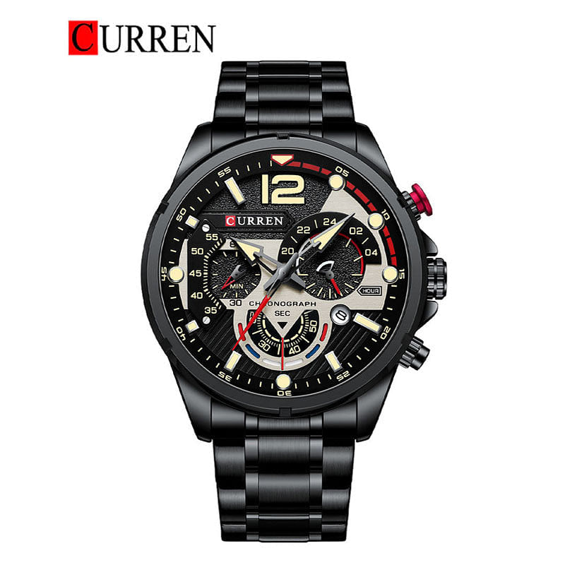 CURREN Men's Watch Sport Multi-Function Chronograph Wristwatch 8395 black