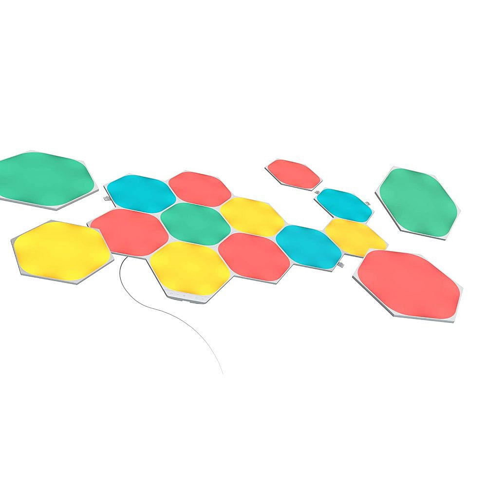 Nanoleaf SHAPES Hexagons Starter Kit - Smart WiFi LED Panel System w/ Music Visualizer, Instant Wall Decoration, Home or Office Use, 16M+ Colors, Low Energy Consumption - White - 15 packs