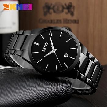 SKMEI 9140 Black Stainless Steel Analog Luxury Watch For Men