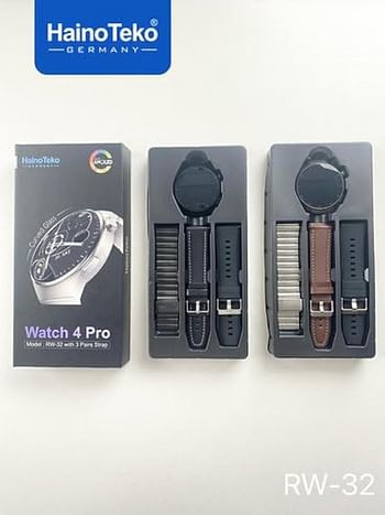 Haino Teko Germany Smart Watch 4 pro RW-32 with AMOLED Curved Glass with 3 pairs Strap