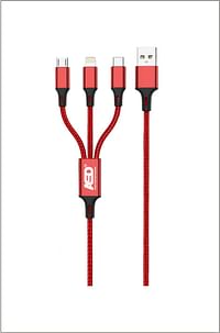 Trilogy Multi Fast Charging Cable | 6A 3 in 1 compatible super fast charge cable ASD-56C RED