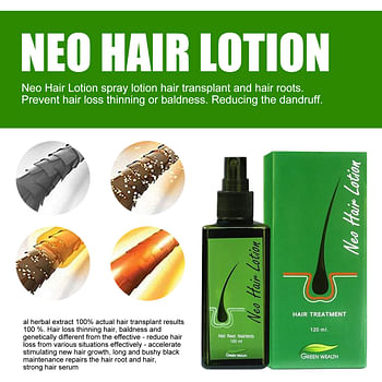 Neo Hair Regrowth Spray Lotion for Men & Women with Natural Herbal Extract Essential Oil | The Savior of Hair Loss - 120 ml