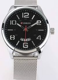 CURREN 8236 - Black Stainless Steel Analog Watch for Men Silver/Black